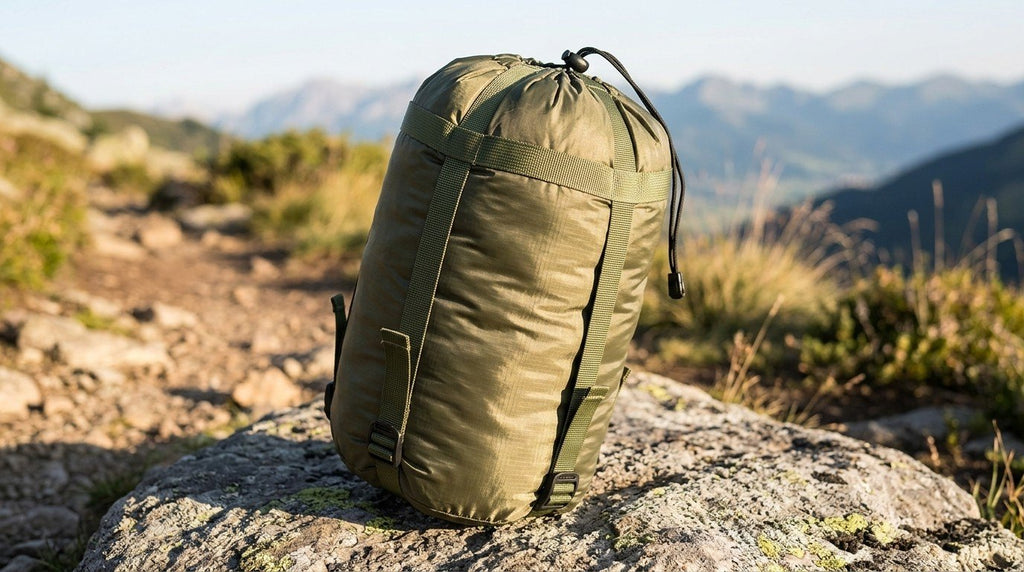 Housse de compression vert olive sur un rocher en montagne (Couleur : Vert olive)