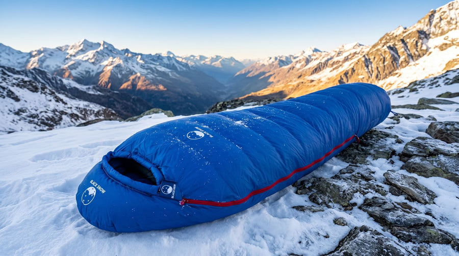 Sac de couchage momie en duvet d'oie, 1000 g · Froid · -10 °C / Bleu