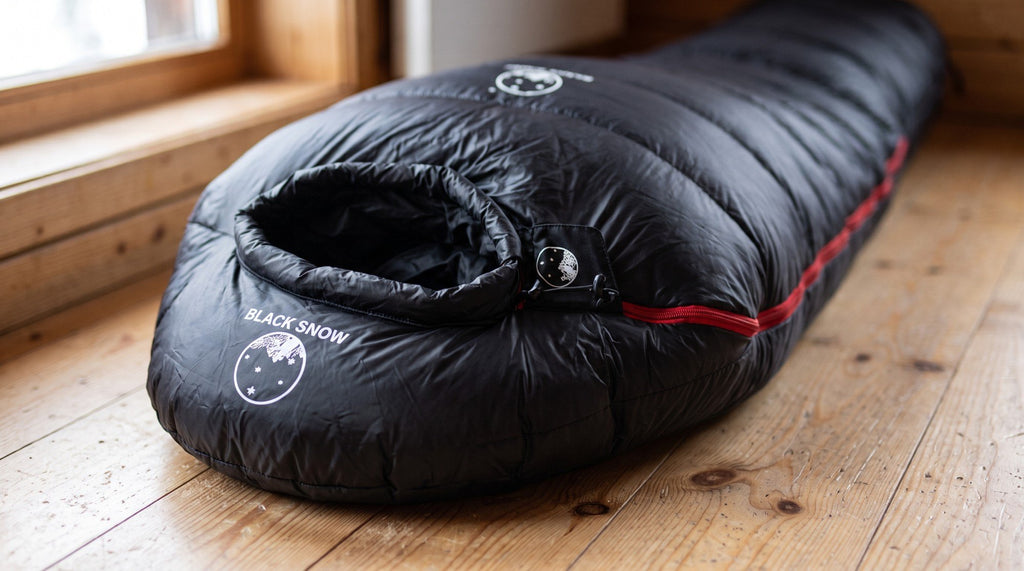Capuche du sac de couchage momie en duvet, noir, cordon de serrage (Couleur : Noir)